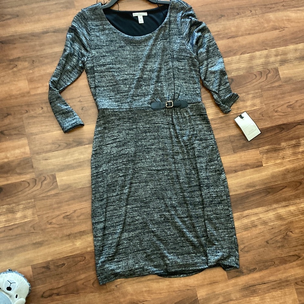Black and gray sheath dress
